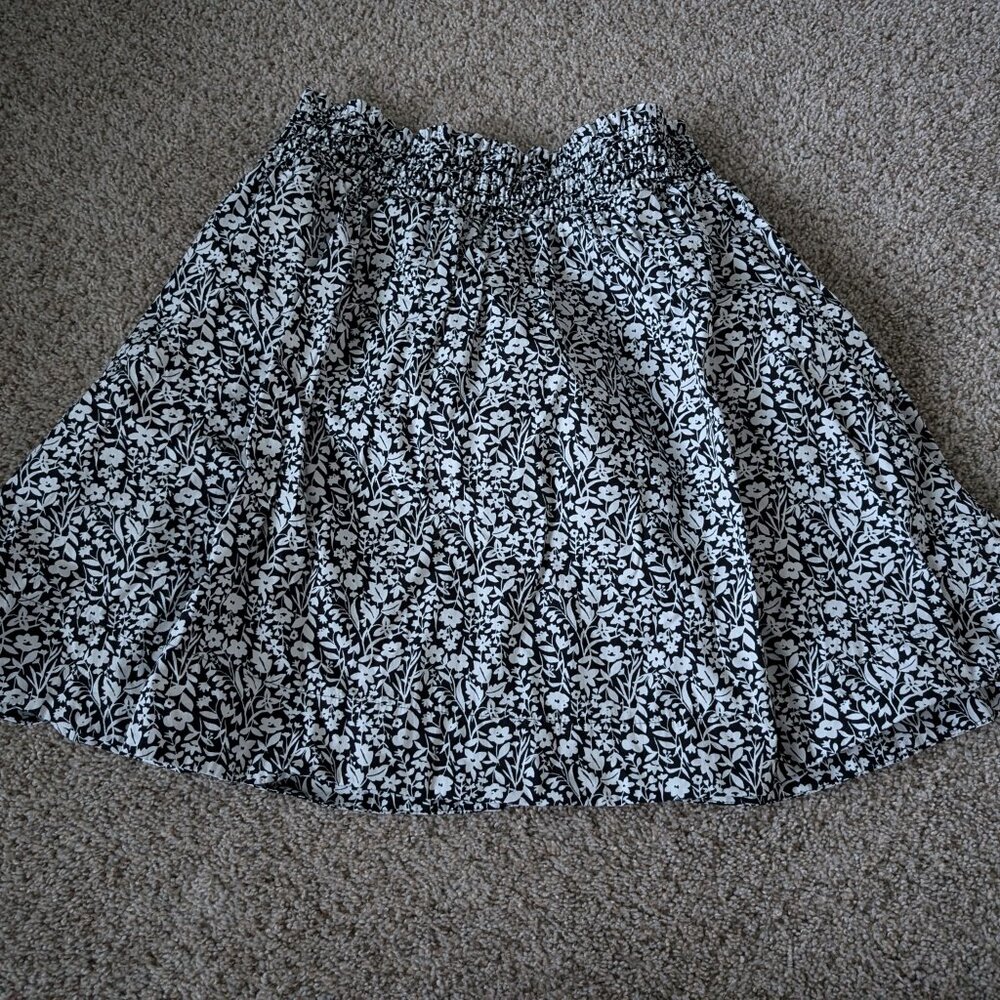 Boden Black and White Floral Skirt